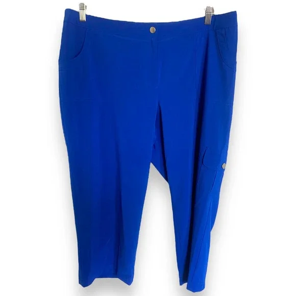 SOLD - Chico's Womens Pants Sz 3 XL 16 Royal Blue Neema Capri Cargo Crop - Picture 1 of 4